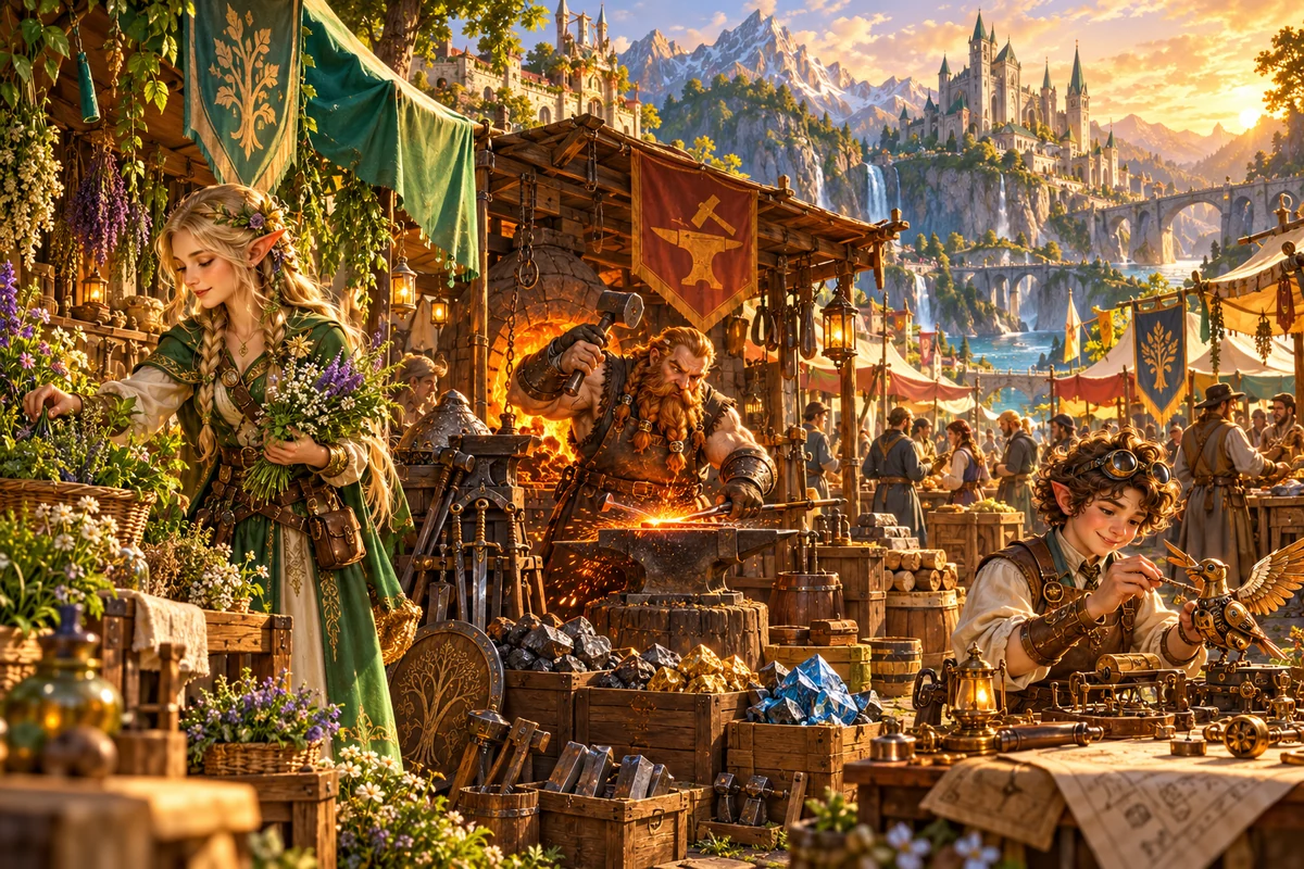 Artesãos, mineradores e inventores celebram uma feira medieval de profissões.